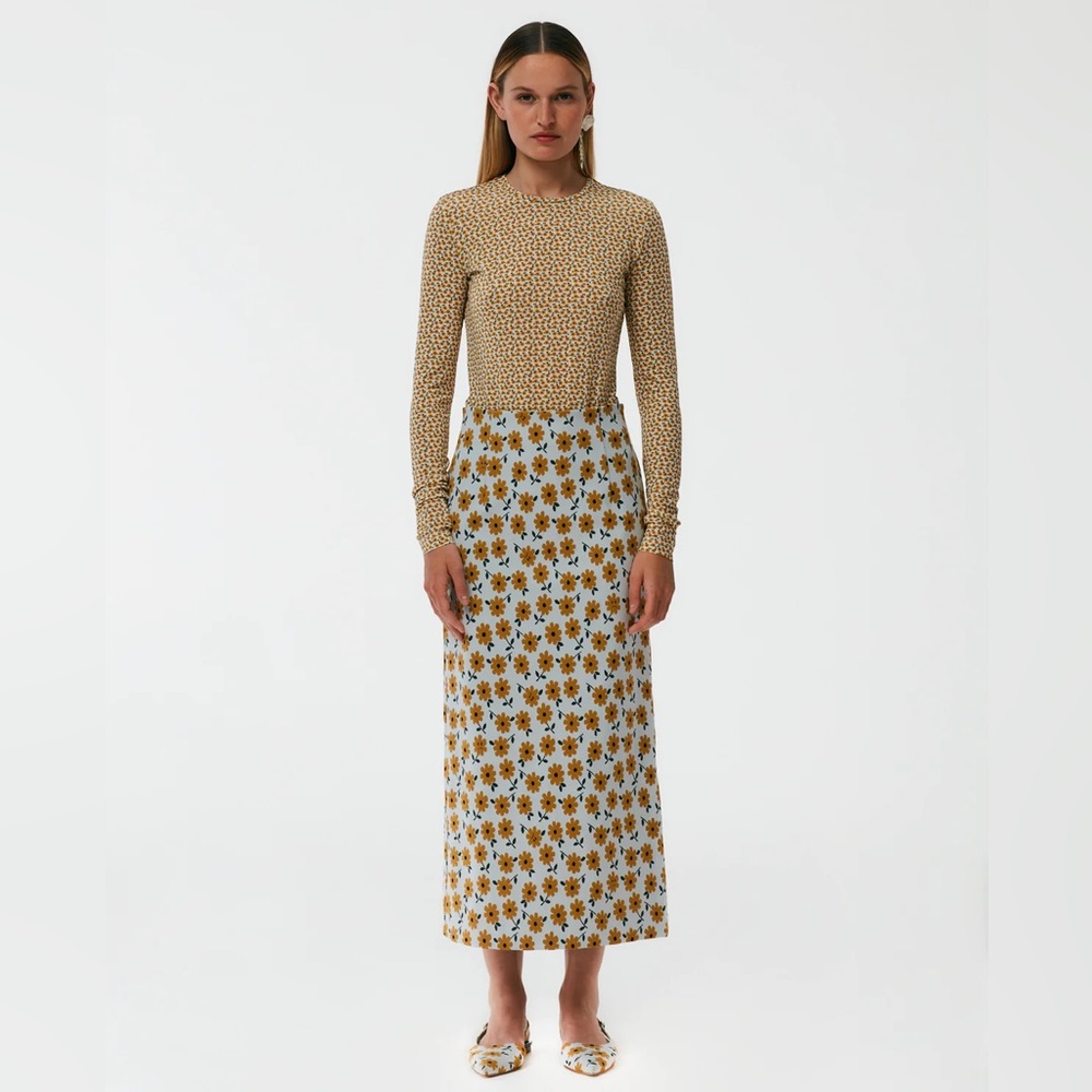 Tibi midi floral daisy jacquard skirt EUC 0